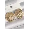Pirinç Gold Renk İşlemeli Daire Plaka Model Kadın Küpe