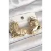 Pirinç Gold Renk İşlemeli Kalp Model Kadın Küpe