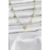 Pirinç Gold Renk Kalp Model Kadın Kolye