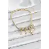 Pirinç Gold Renk Kalpli Model Charmlı Kadın Bileklik