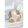 Pirinç Gold Renk Levha Model Kadın Bileklik