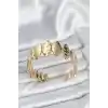 Pirinç Gold Renk Parçalı Model Kadın Bileklik