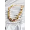 Pirinç Gold Renk Sarmal Halat Model Kadın Kolye