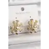 Pirinç Gold Renk Virüs Figür Model Kadın Küpe