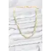 Pirinç Gold Renk Yassı Zincir Kadın Kolye