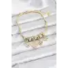 Pirinç Gold Renk Yonca Model Kadın Bileklik