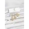 Pirinç Gold Renk Yonca Model YSX Trio Küpe Seti