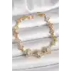 Pirinç Gold Renk Zirkon Taşlı Yonca Model Kadın Bileklik
