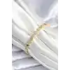Pirinç Gold Renk Zirkon Taşlı Yonca Model Kadın Bileklik