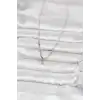 Pirinç Gümüş Renk Damla Model Kadın Kolye