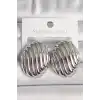 Pirinç Gümüş Renk İşlemeli Oval Model Kadın Küpe
