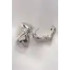 Pirinç Gümüş Renk Minimal Bombeli Kalp Küpe