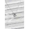 Pirinç Gümüş Renk Minimal Charmlı Kadın Kolye