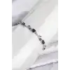 Pirinç Gümüş Renk Mor Zirkon Taşlı Çiçek Model Kadın Bileklik