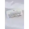 Pirinç Gümüş Renk Oval Bombeli Küpe Seti