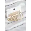 Pirinç Halka Model Gold Renk Kadın Set Küpe