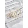 Pirinç Halka Model Gold Renk Kadın Set Küpe