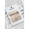 Pirinç Karışık Halka Model Gold Renk 6 Çift Kadın Küpe Set