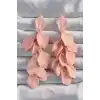 Pirinç Pudra Renk Sallantılı Yaprak Model Küpe