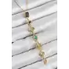 Pirinç Renkli Zirkon Taşlı Model Gold Renk 7 Element Kadın Y Kolye