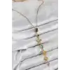 Pirinç Renkli Zirkon Taşlı Model Gold Renk 7 Element Kadın Y Kolye