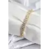 Pirinç VIP Seri Gold Renk Oval Sıralı Kadın Bileklik