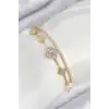 Pirinç Zirkon Taşlı Yonca Model Gold Renk Kadın Bileklik