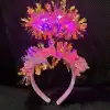 Püsküllü Led Işıklı Parlak Hologramlı Taç Pembe