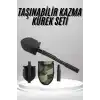 Pusulalı Katlanabilen Portatif Çantalı Mini Kazma Kürek Seti