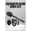 Pusulalı Katlanabilen Portatif Çantalı Mini Kazma Kürek Seti