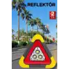 Reflektör Güneş Panelli Solarlı Şarjlı Üçgen Işıklı Trafik Reflektör Fener