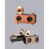 Retro Gramafon Bluetooth Hoparlör Çift Stereo Sesli Fm Radyo Destekli