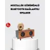 Retro Gramofon Tasarımlı Bluetooth Hoparlör – 3D Stereo Ses, 1800 mAh Batarya