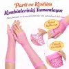 Retro Neon Pembe File Parmaksız Eldiven 26 cm