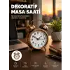 Retro Tarz Bronz Dekoratif Masa Saati Metal Gövde Yüksek Sesli Alarm