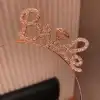Rose Gold Renkli Taşlı “Bride” Gelin Tacı