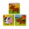 S00002907 WOODEN PUZZLE ANIMALS 9 PCS 3 AST
