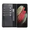Samsung Galaxy S21 Plus Uyumlu Deri Cüzdanlı Kılıf RST1 Siyah