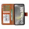 Samsung Galaxy S24 Uyumlu, Deri Cüzdanlı Kılıf, Efektli Taba