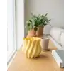 Sarı Kıvrımlı 3D Vazo Estetik Modern Ev ve Ofis Dekoru