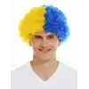 Sarı Lacivert Kıvırcık Afro Bonus Taraftar Peruğu