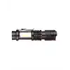 Şarjlı LED El Feneri - 14500 Pil Dahil, 4 Işık Modu, Mini Boy