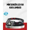 Sensörlü LED Kafa Lambası Kırmızı Beyaz Işık Ayarlanabilir