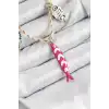 Seramik Motifli Pembe Balık Figürlü Model Krem İp Kadın Kolye