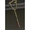 Şerit Taşlı Çelik Y Kolye 2 mm