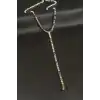 Şerit Taşlı Çelik Y Kolye 4 mm