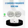 Sessiz Çalışan USB Şarjlı Çift Kafalı Masaüstü Fan – Ev ve Ofis İçin