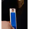 Şık Görünümlü Usb Şarjlı Rezistanslı İnce Slim Metal Çakmak (mavi)