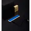 Şık Görünümlü Usb Şarjlı Rezistanslı İnce Slim Metal Çakmak (mavi)