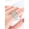Silver Renk Ayarlanabilir Çizgili Bombe Yüzük